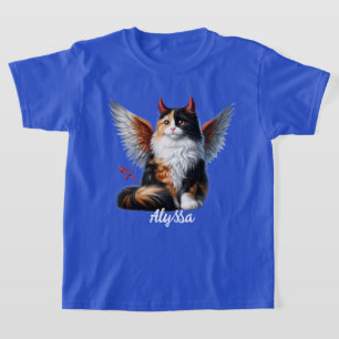 Funny Calico Demon und Angel Cat T-Shirt