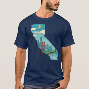 Funny California California Staat mit Skyline Kart T-Shirt