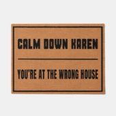 Funny Calm Down Karen Rustic Brown Minimalistisch Fußmatte (Vorderseite)