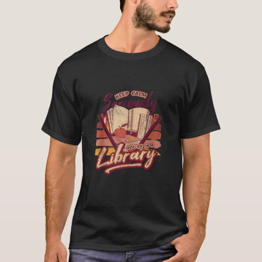Funny Calm Library Book Reading Fall Niedlich Retr T-Shirt (Vorderseite)