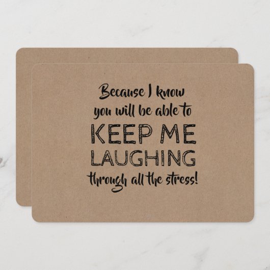 Funny Calming Bridesmaid Vorschlag Einladung (Vorne/Hinten)