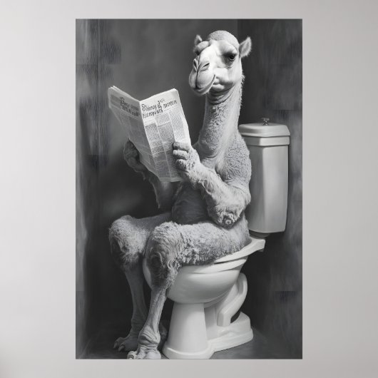 Funny Camel Bathroom Print, Newspaper Toilet Poster (Vorne)