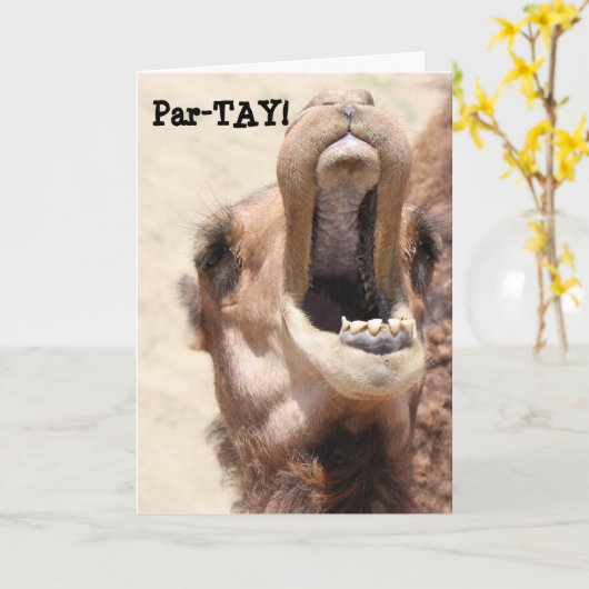Funny Camel Birthday, Partay, wild gehen! Karte (Gelbe Blume)