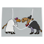 Funny Camel Bride und Groom Wedding Cartoon Große Geschenktüte (Vorderseite)