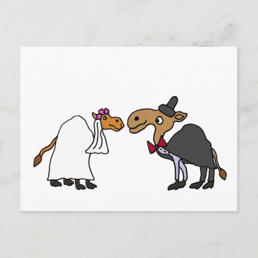 Funny Camel Bride und Groom Wedding Cartoon Postkarte (Vorderseite)