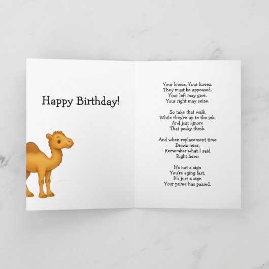 Funny Camel Knees Age Burn Karte (Innenseite)