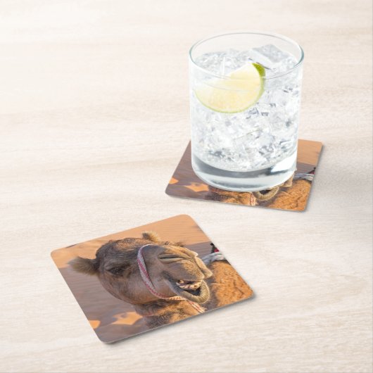 Funny Camel Rechteckiger Pappuntersetzer (Vor Ort)