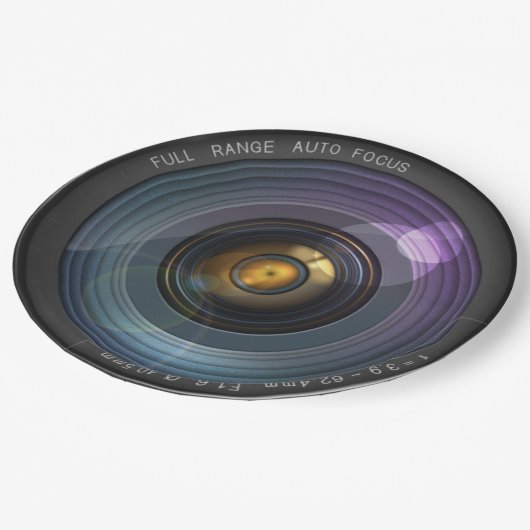 Funny Camera Lens Round Pappteller (Schrägansicht)
