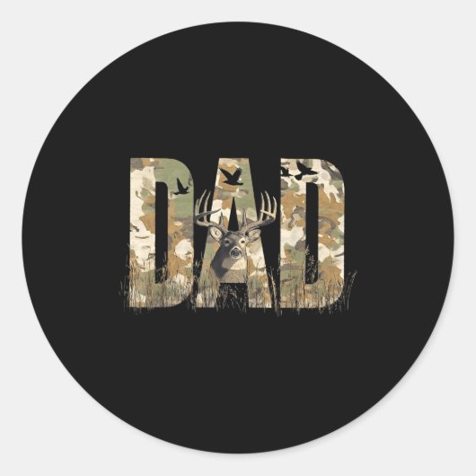 Funny Camo Dad Hunting Camouflage Deer Father's Da Runder Aufkleber (Vorderseite)