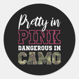 Funny Camouflage Jagd rosa Grafik für Frauen und M Runder Aufkleber