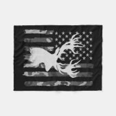 Funny Camouflage Usa Flag Whitetail Buck Deer Hunt Fleecedecke (Vorderseite (Horizontal))