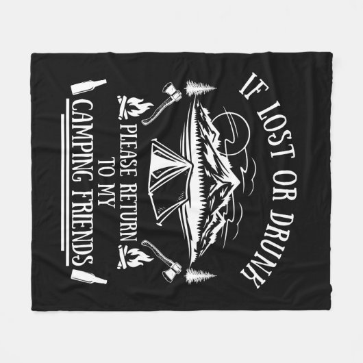 Funny Camper Slogan Camping trinken Redewendungen Fleecedecke (Vorderseite (Horizontal))