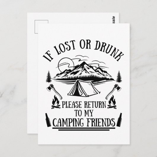Funny Camper Slogan Camping trinken Redewendungen Postkarte (Vorne/Hinten)