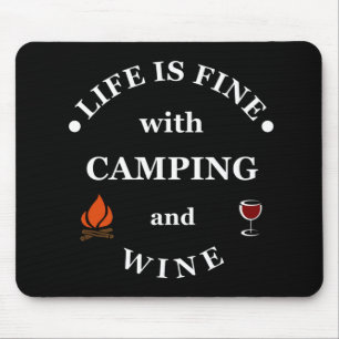 funny camping and wine saying mousepad