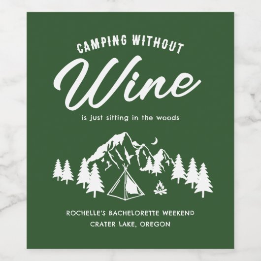 Funny Camping Bachelorette Weinetikett (Einzelnes Label)