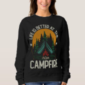 Funny Camping Crew Männer Frauen Leben ist besser Sweatshirt (Vorderseite)