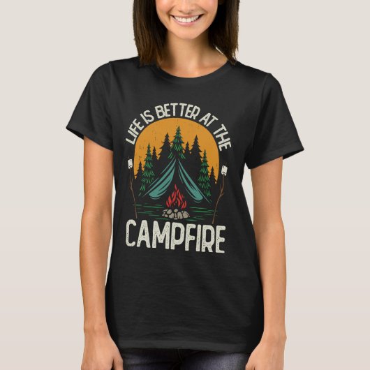 Funny Camping Crew Männer Frauen Leben ist besser T-Shirt (Vorderseite)