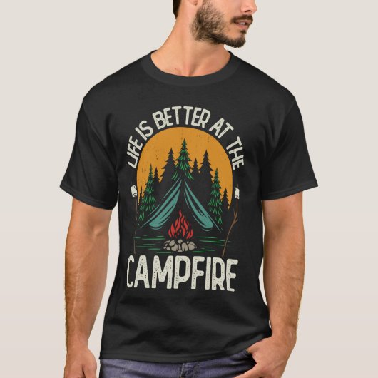 Funny Camping Crew Männer Frauen Leben ist besser T-Shirt (Vorderseite)