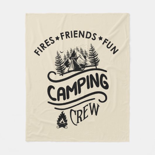 Funny Camping Crew Slogan Campingfreunde Fleecedecke (Vorderseite)