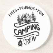 Funny Camping Crew Slogan Campingfreunde Getränkeuntersetzer (Vorne)