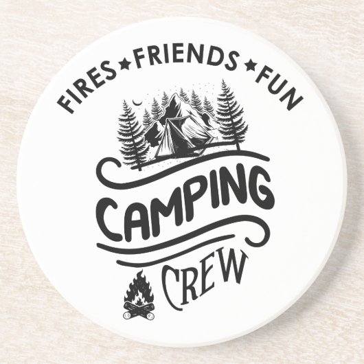 Funny Camping Crew Slogan Campingfreunde Getränkeuntersetzer (Vorne)