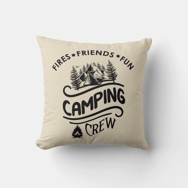 Funny Camping Crew Slogan Campingfreunde Kissen (Vorderseite)