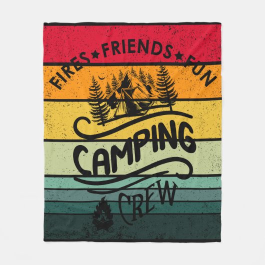 Funny Camping Crew Slogan Unterhaltung Camper Freu Fleecedecke (Vorderseite)