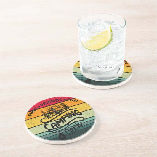 Funny Camping Crew Slogan Unterhaltung Camper Freu Getränkeuntersetzer (Seite)