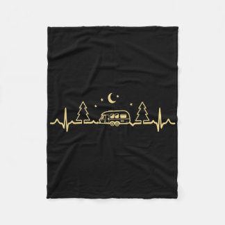 Funny Camping Heartbeat Nature Camper Hiking Men W Fleecedecke