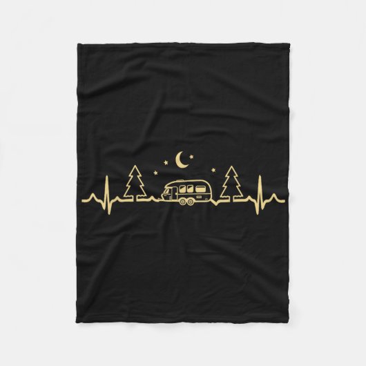 Funny Camping Heartbeat Nature Camper Hiking Men W Fleecedecke (Vorderseite)