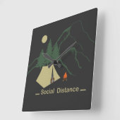 Funny Camping introvertiert Quadratische Wanduhr (Winkel)