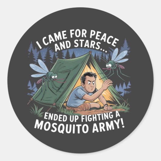 Funny Camping Mosquito Army T - Shirt Runder Aufkleber (Vorderseite)