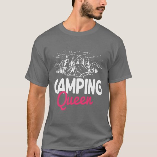 Funny Camping Queen Matching Design retro T-Shirt (Vorderseite)