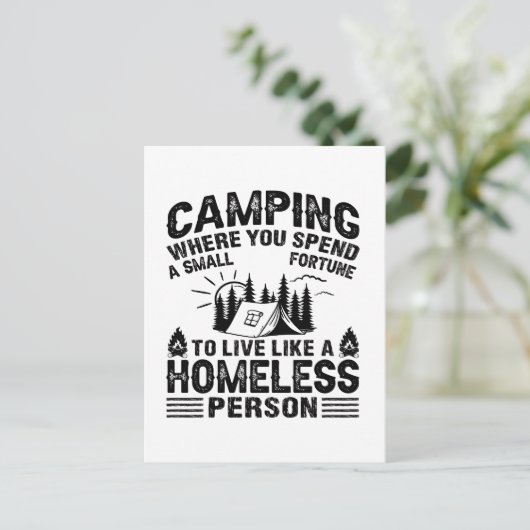 Funny Camping Redewendungen Postkarte (Stehend Vorderseite)