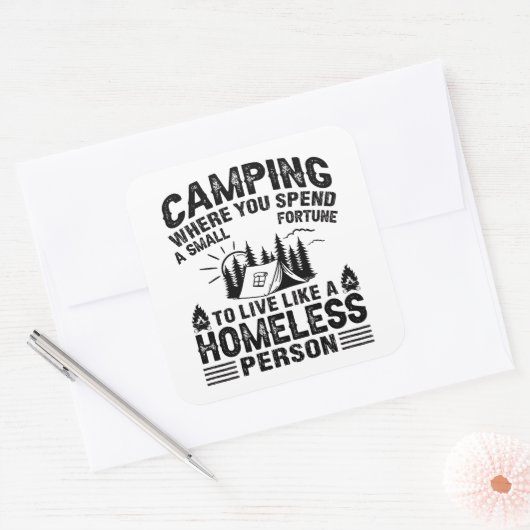 Funny Camping Redewendungen Quadratischer Aufkleber (Umschlag)