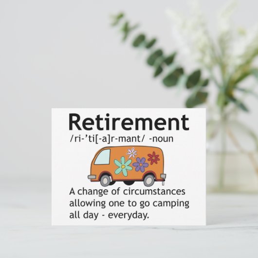 Funny Camping Retirement Definition Card Postkarte (Stehend Vorderseite)
