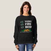Funny Camping Slogan Zelt Feuer Bier Checklist Arb Sweatshirt (Vorne ganz)