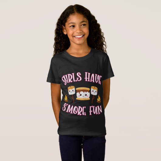Funny Camping Smores Girls Niedlicher Kaw Spaß T-Shirt (Vorne ganz)