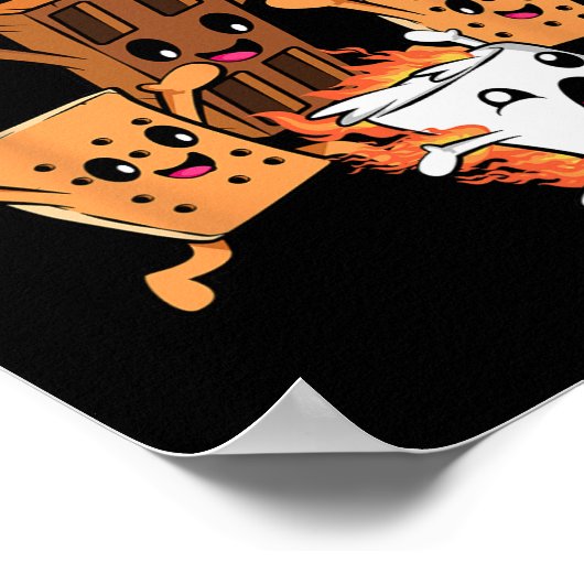 Funny Camping Smores Group Hug Marshmallow Chocola Poster (Ecke)