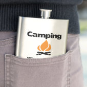 Funny Camping Sprichwort mit Marshmallows und Freu Flachmann (Beispiel)