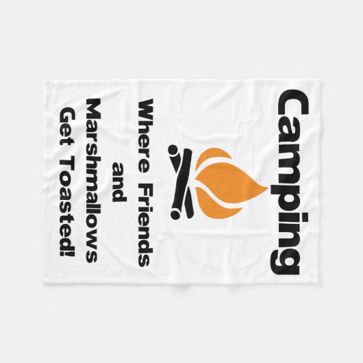 Funny Camping Sprichwort mit Marshmallows und Freu Fleecedecke (Vorderseite (Horizontal))