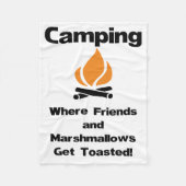 Funny Camping Sprichwort mit Marshmallows und Freu Fleecedecke (Vorderseite)