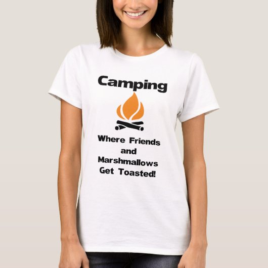 Funny Camping Sprichwort mit Marshmallows und Freu T-Shirt (Vorderseite)