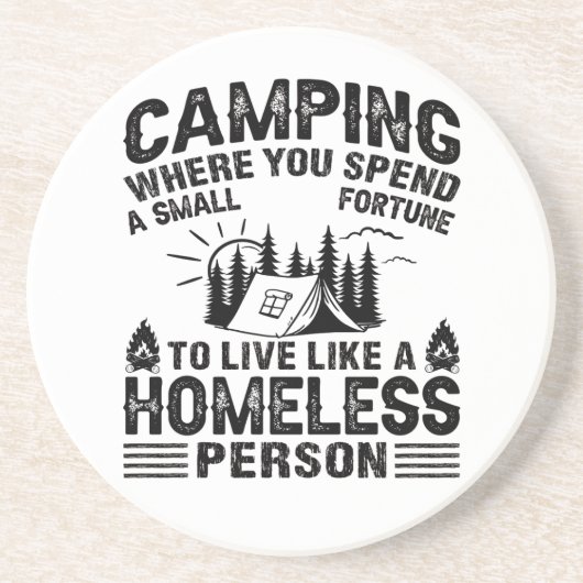 Funny Camping trinkt Redewendungen Getränkeuntersetzer (Vorne)