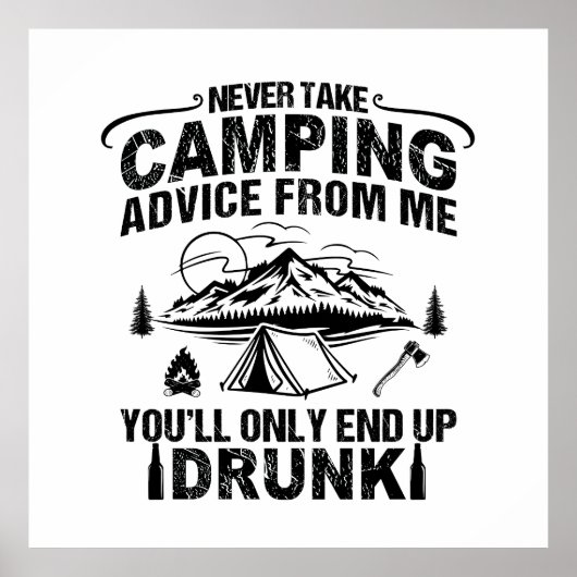 Funny Camping trinkt Redewendungen Poster (Vorne)