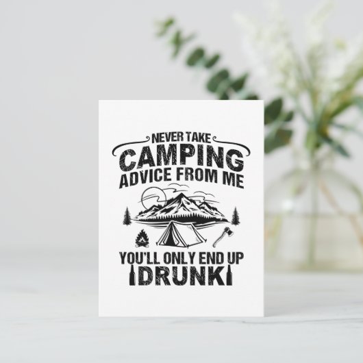 Funny Camping trinkt Redewendungen Postkarte (Stehend Vorderseite)