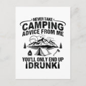 Funny Camping trinkt Redewendungen Postkarte (Vorderseite)