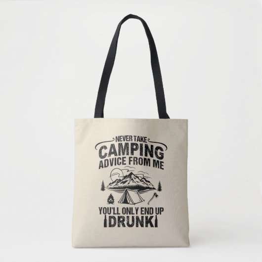 Funny Camping trinkt Redewendungen Tasche (Vorderseite)