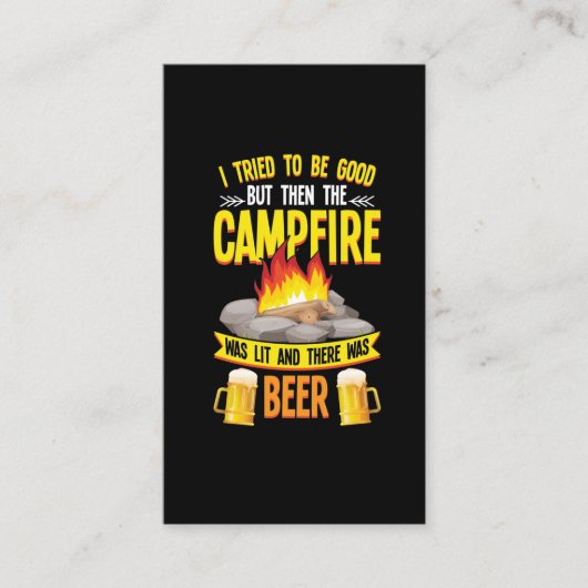 Funny Camping und Bier Lover Campfire Spaß Visitenkarte (Vorderseite)