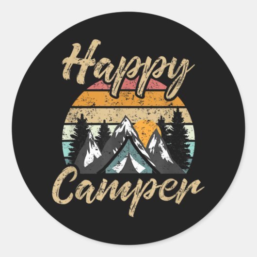 Funny Camping Wandern Lover Moderner Glücksbringer Runder Aufkleber (Vorderseite)